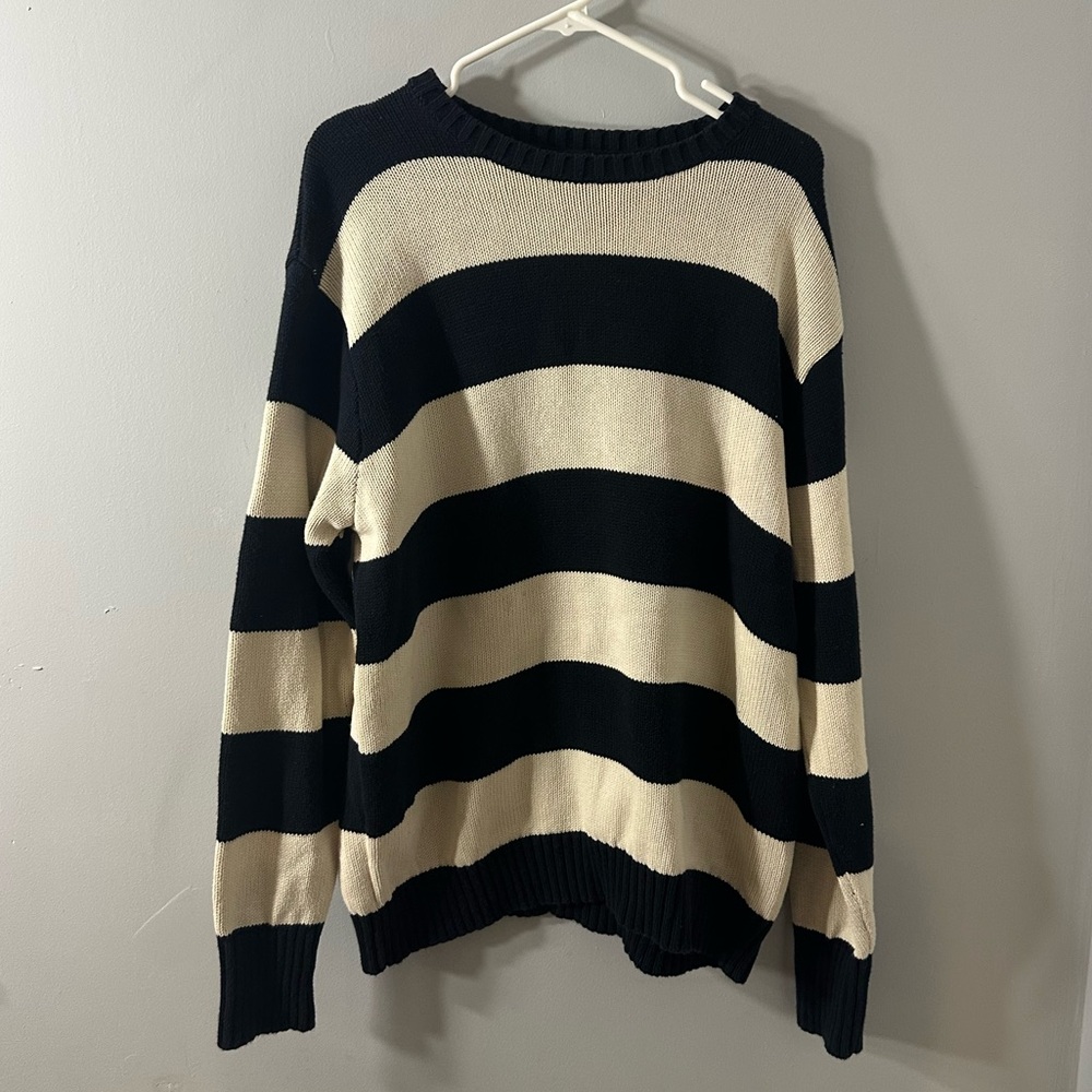 John Galt Navy and Cream Sweater